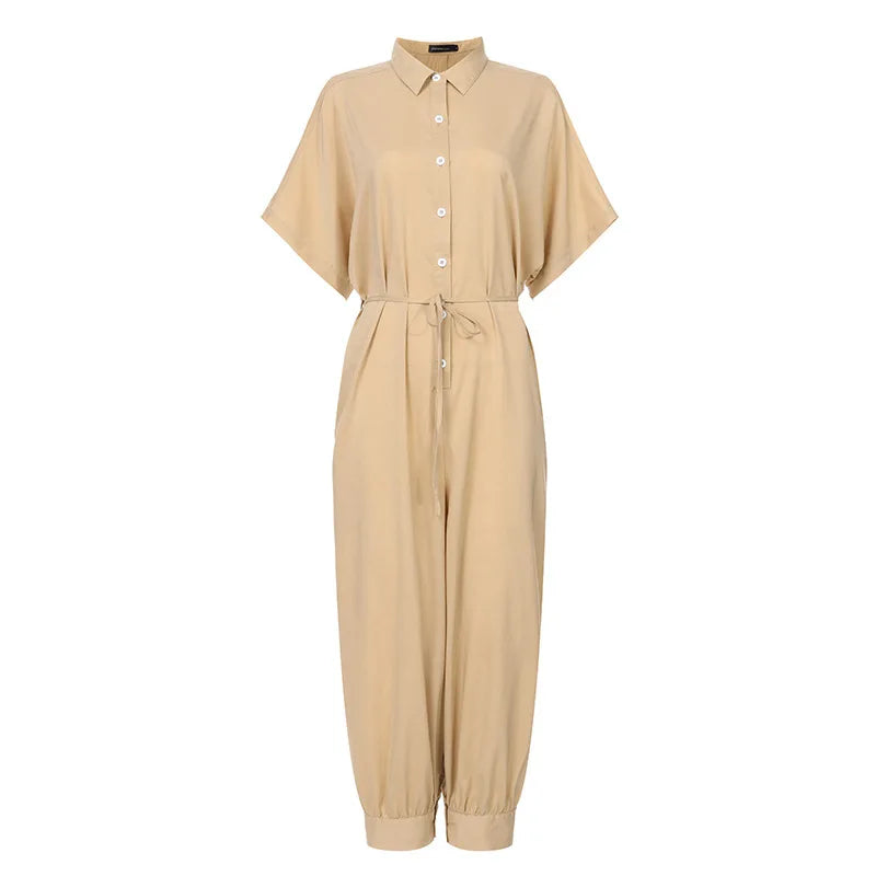High Waist Short Sleeve Jumpsuit