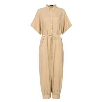 High Waist Short Sleeve Jumpsuit