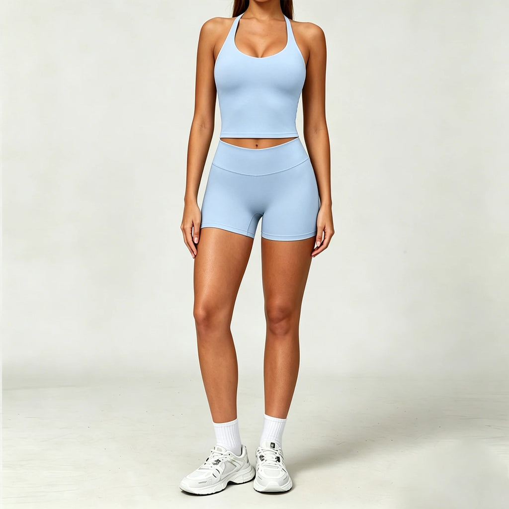 Nylon Solid True-To-Size Fit Two-Piece Yoga Set