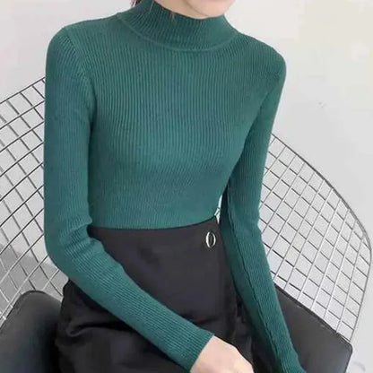 Mock Neck Slim Sweater