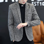 KIDWHXR Retro Plaid Casual Blazer