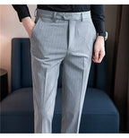 Black Striped British Suit Trousers