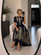 Floral Print Puff-Sleeve Maxi Dress