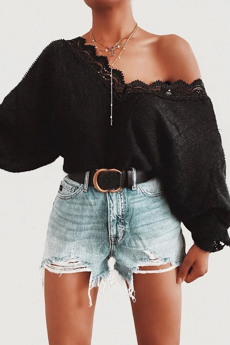 Fluffy Hollow Out Sweater