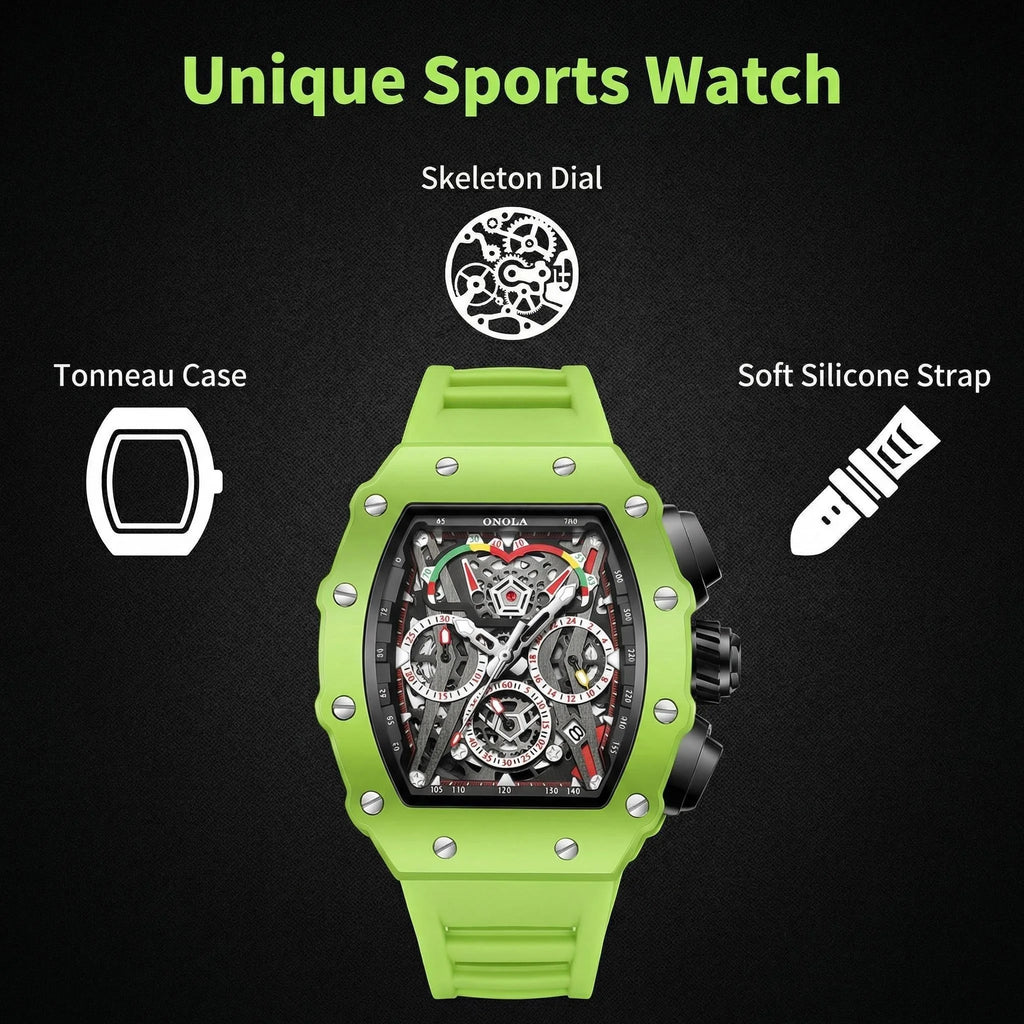 ONOLA Tonneau Silicone Quartz Watch