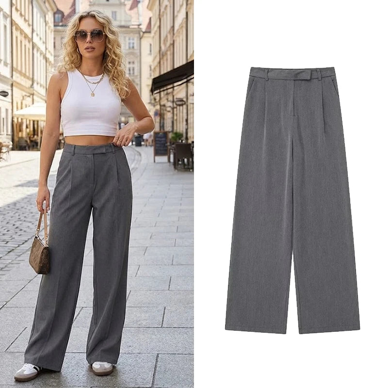 High Waist Straight Casual Pants