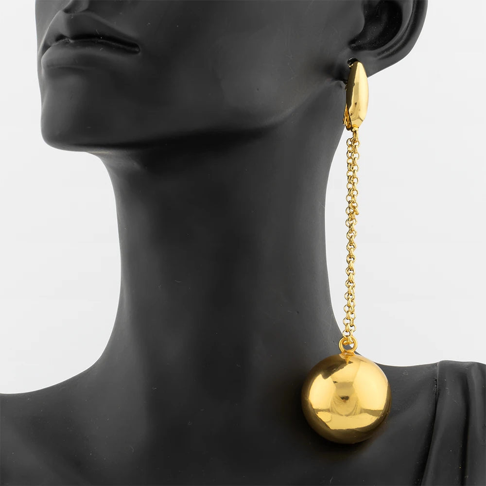 Gold Ball Drop Earrings