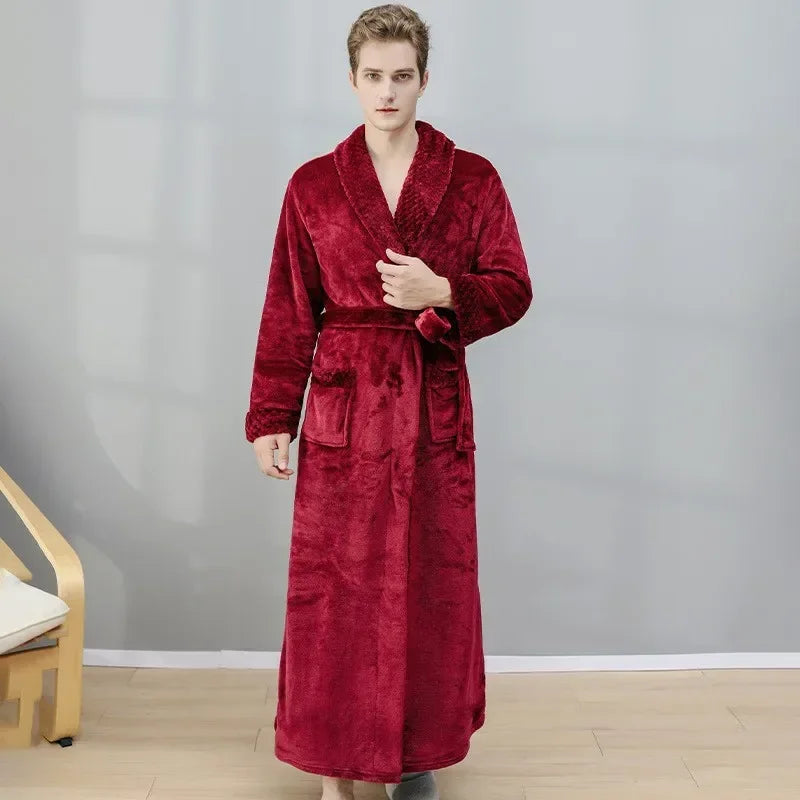 Warm Coral Fleece Bathrobe