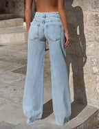 Raw-Hem Straight-Leg Jeans