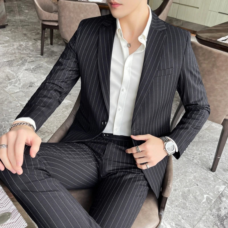 Striped Slim Two-Piece Business Suit