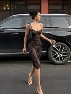 Elegant Lace Strap Bodycon Dress