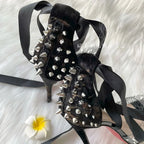 Rhinestone Lace-Up Sandals