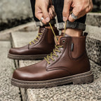 MaiJiaKa Flat-Heel Leather Boots