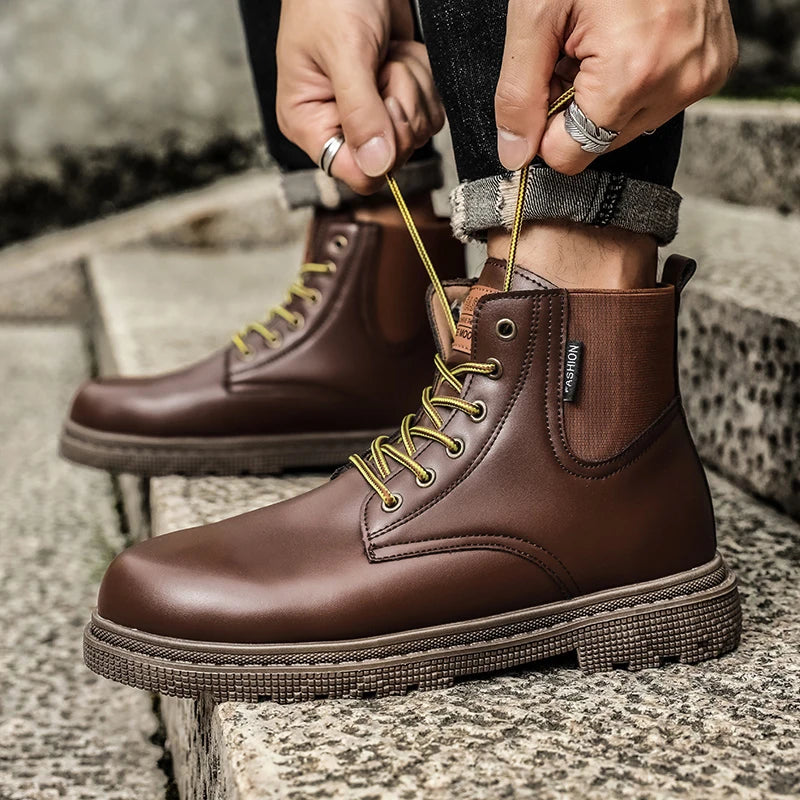 MaiJiaKa Flat-Heel Leather Boots
