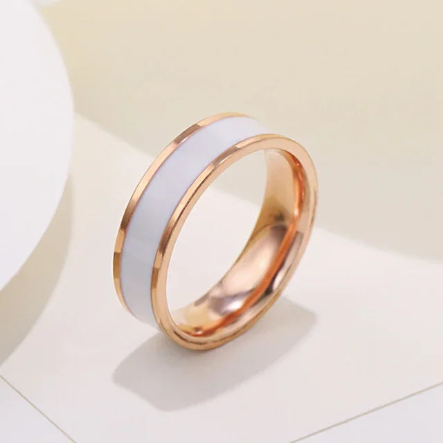 White Black Charm Ring