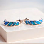 Blue Opal Geometric Drop Earrings