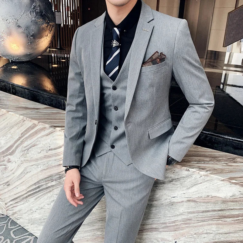 Lattice Plaid Three-Piece Formal Suit