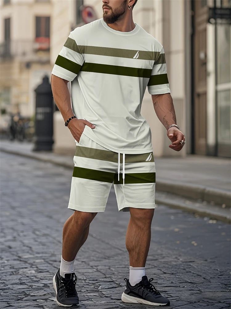 Logo Print Loose Shorts Set