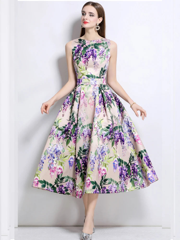 Printed Slim Fit Summer Vest Dress