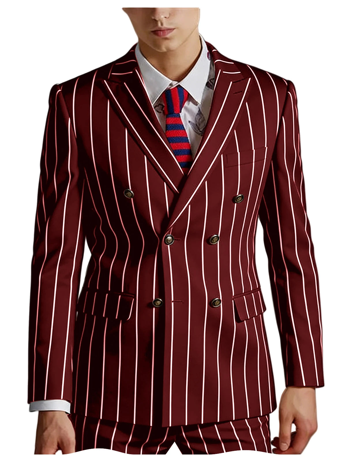 Pinstripe Double-Breasted Slim Tuxedo