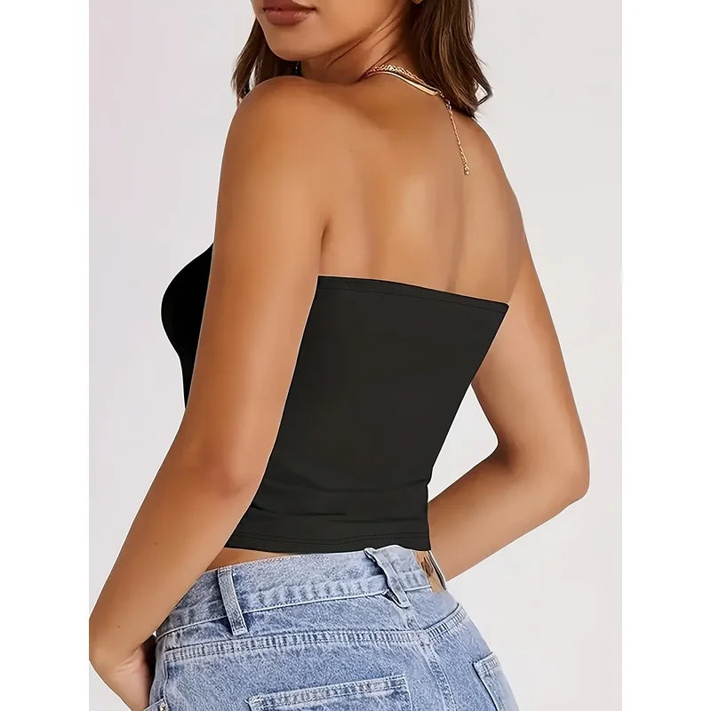 Gothic Script Strapless Bandeau Top