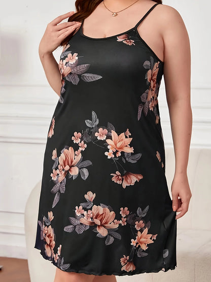 Floral Silk Sling Nightdress