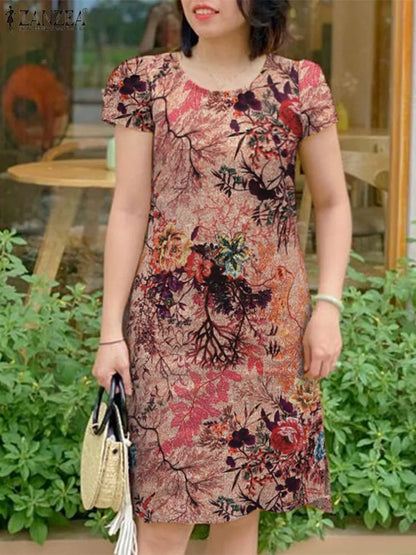 ZANZEA Vintage Floral Bohemian Summer Dress