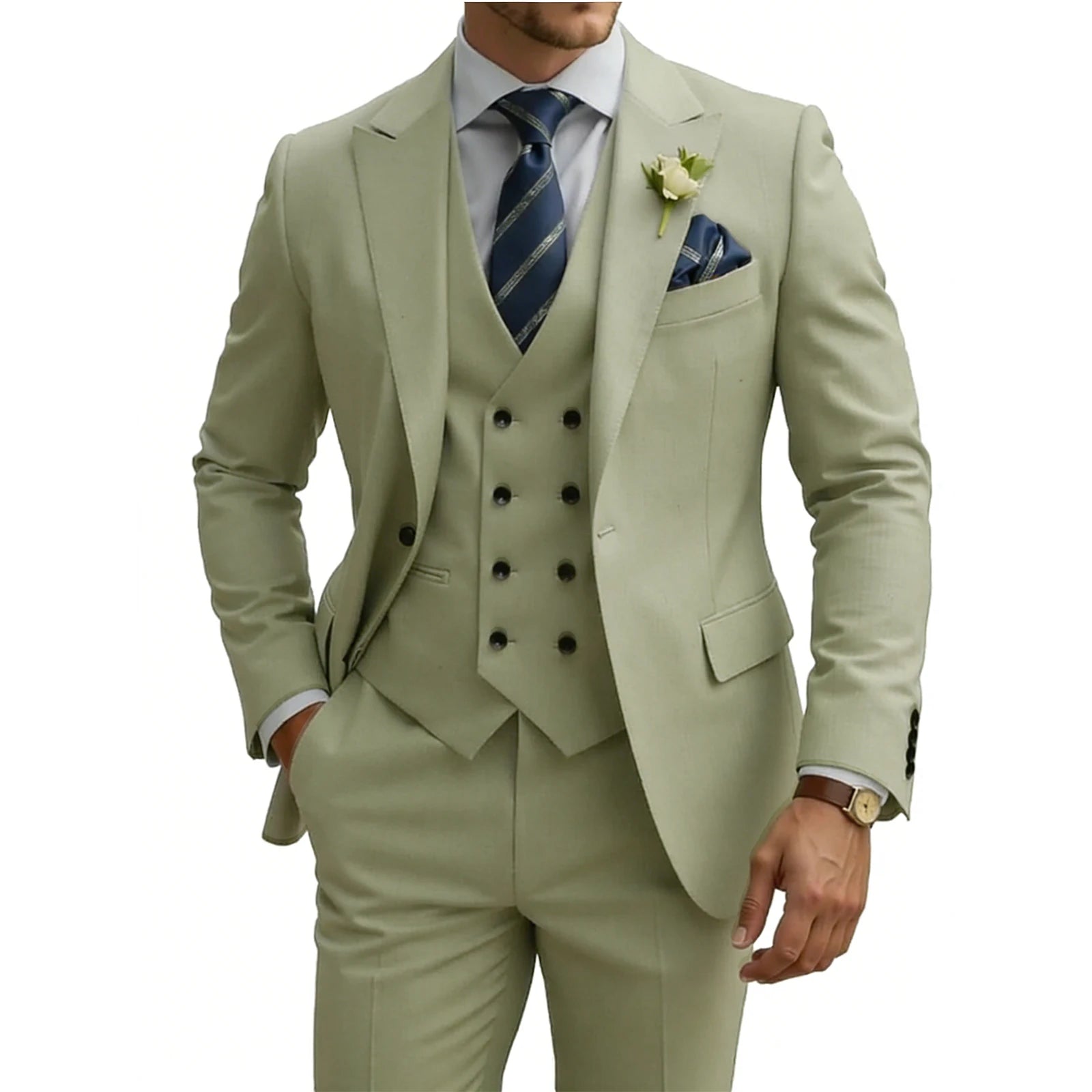 Three-Piece Double-Breasted Formal Tuxedo