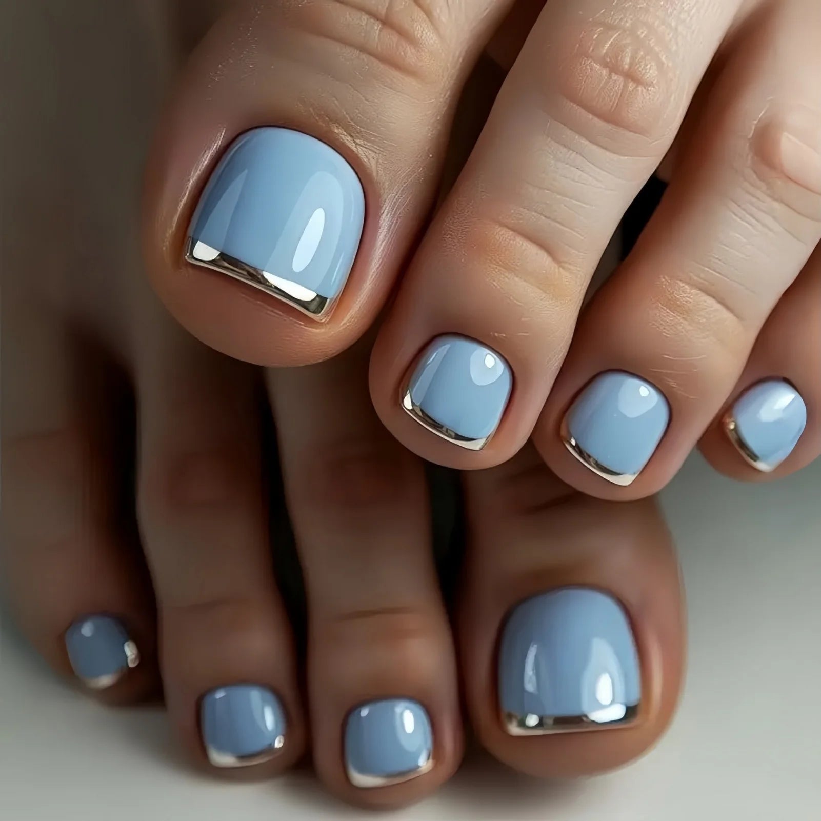 Y2K Silver Mirror False Toenails