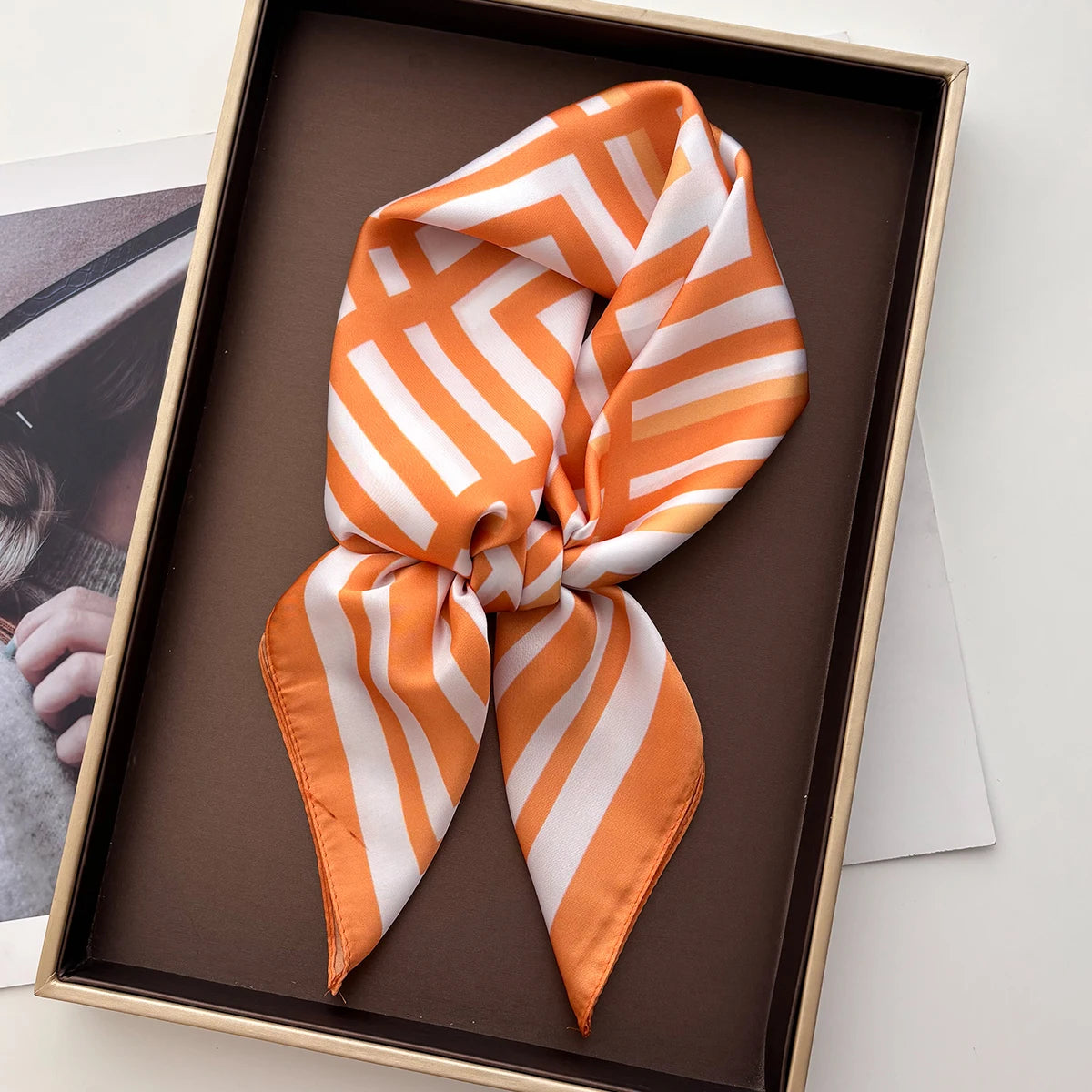 Imitation Silk Floral Square Scarf