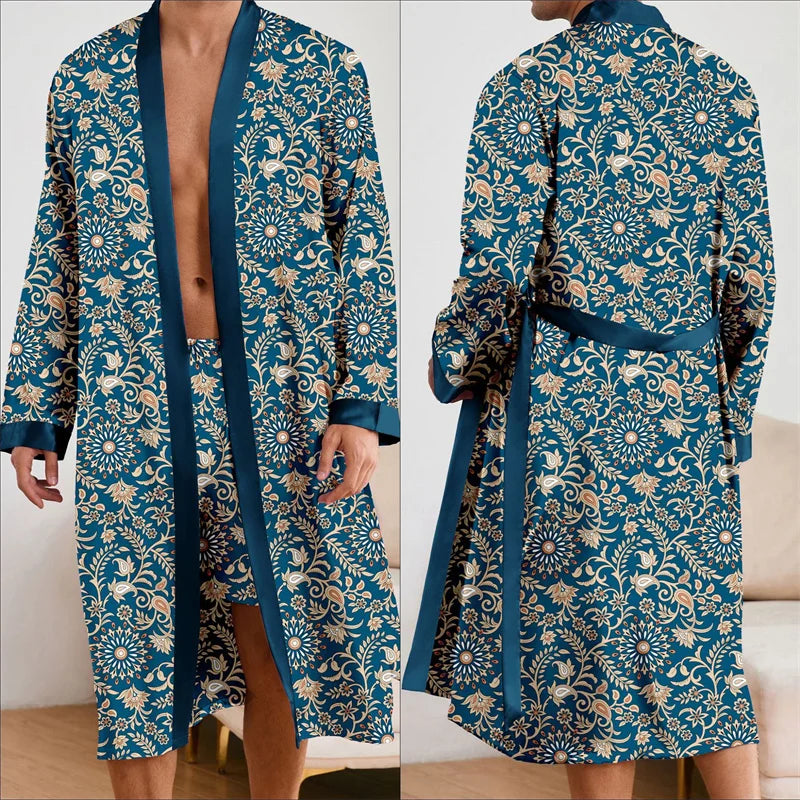 Leopard Robe 2Pcs Pajamas Bathrobe