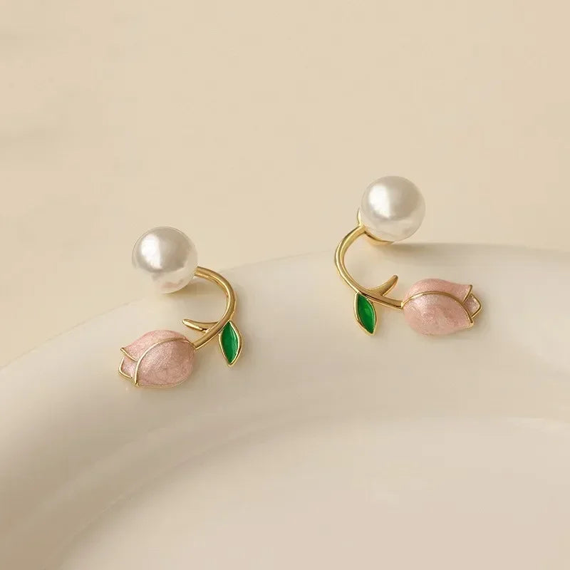 Pearl Tulip Stud Earrings