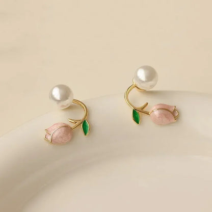 Pearl Tulip Stud Earrings