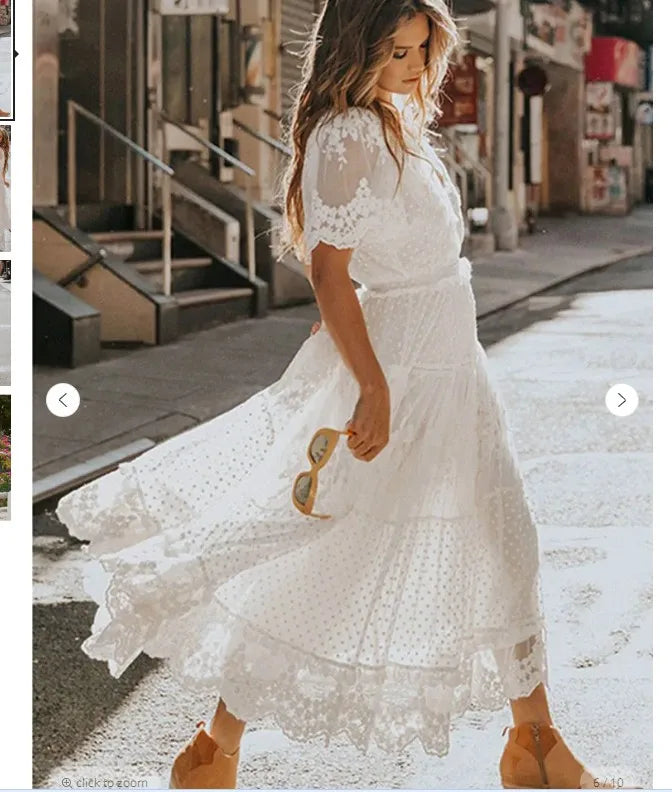White Lace Cotton Sundress