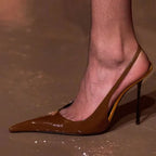 Patent Leather Pointed-Toe Sandals