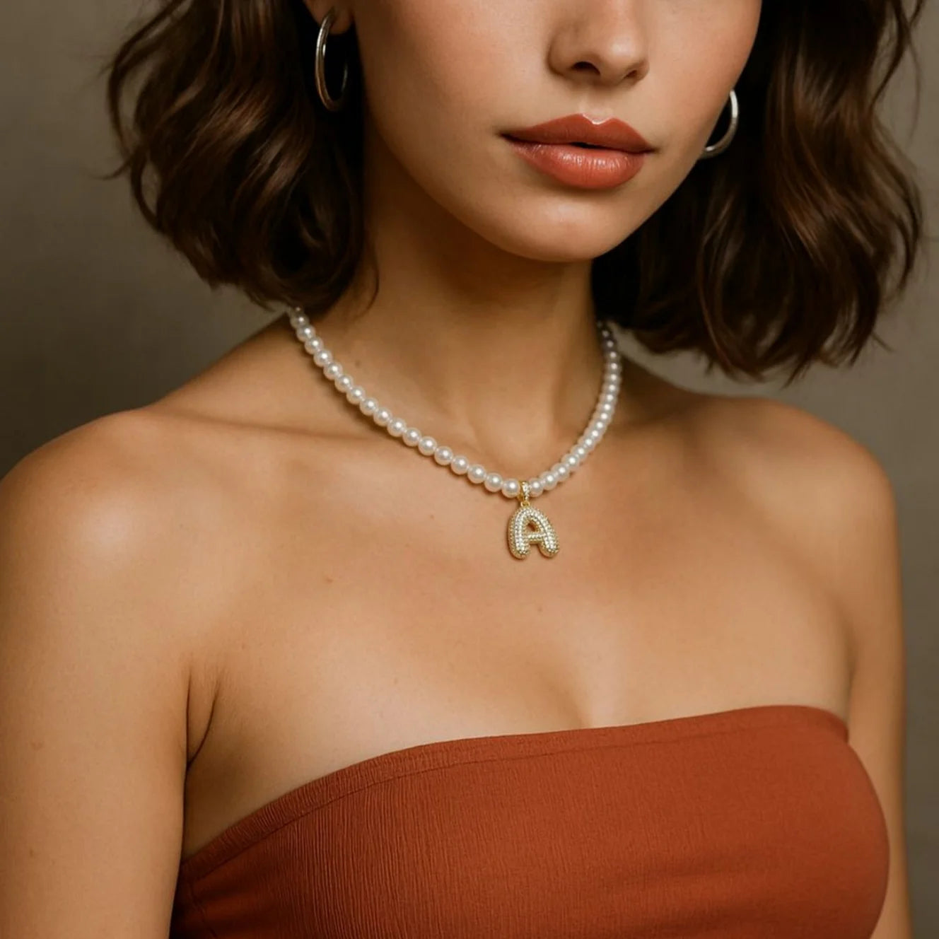 Pearl Letter Pendant Necklace