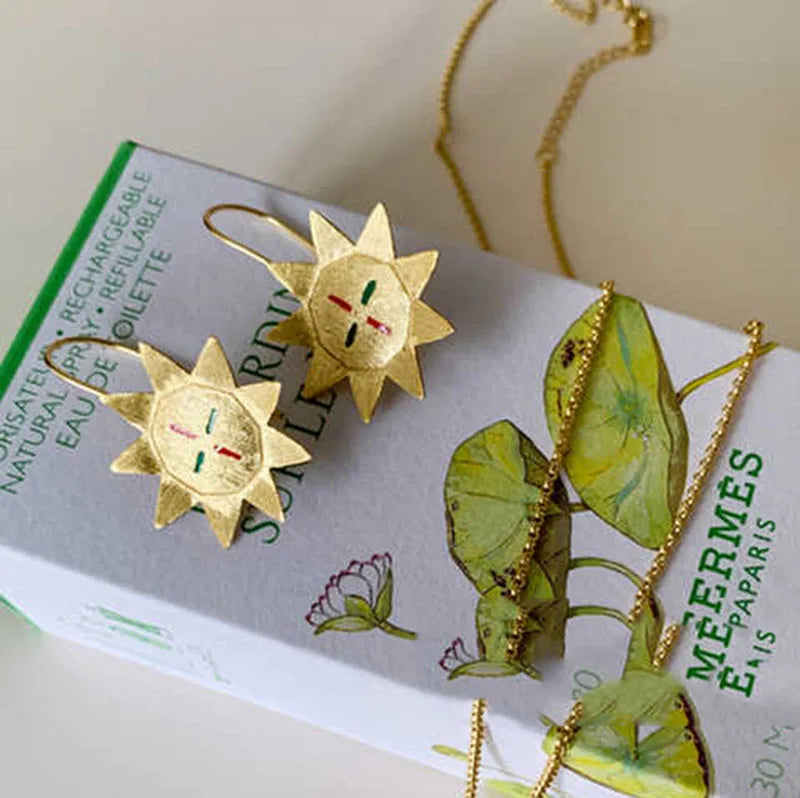 Sunflower Gold Drop Earrings