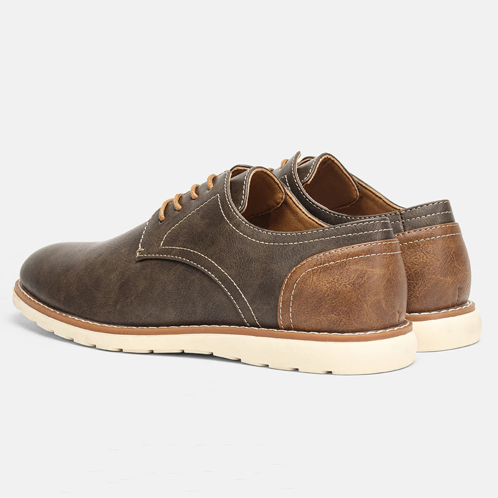 Artificial Leather Lace-Up Loafers