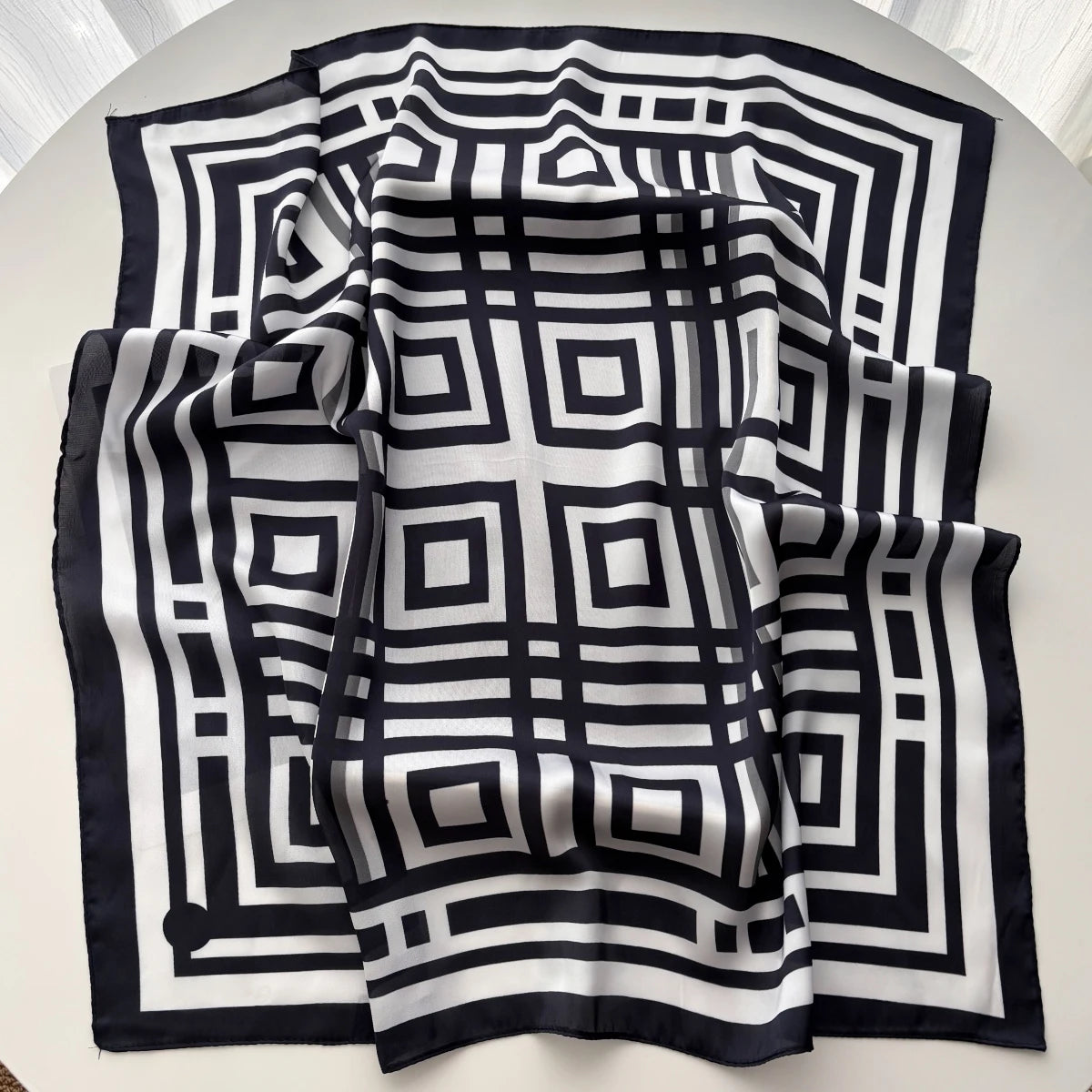 Imitation Silk Floral Square Scarf