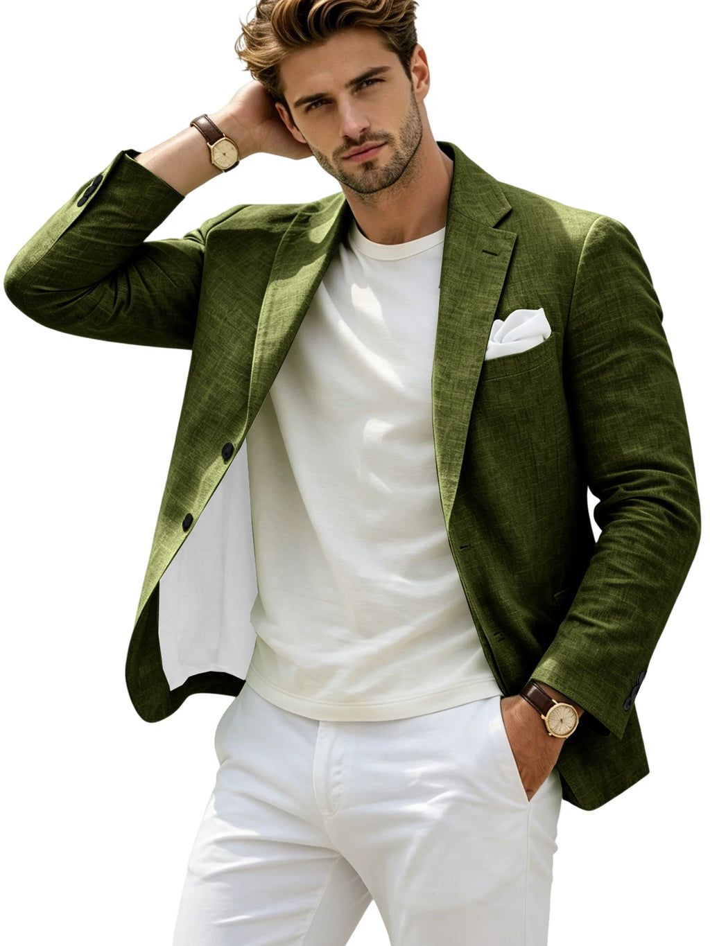 Linen Slim Single-Breasted Casual Blazer