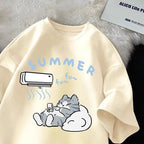Women Summer Cartoon Print Shirt