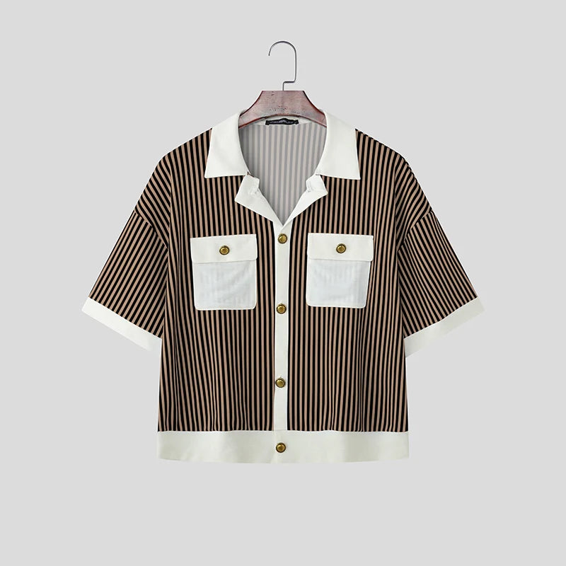 Striped Patchwork Casual Shirt