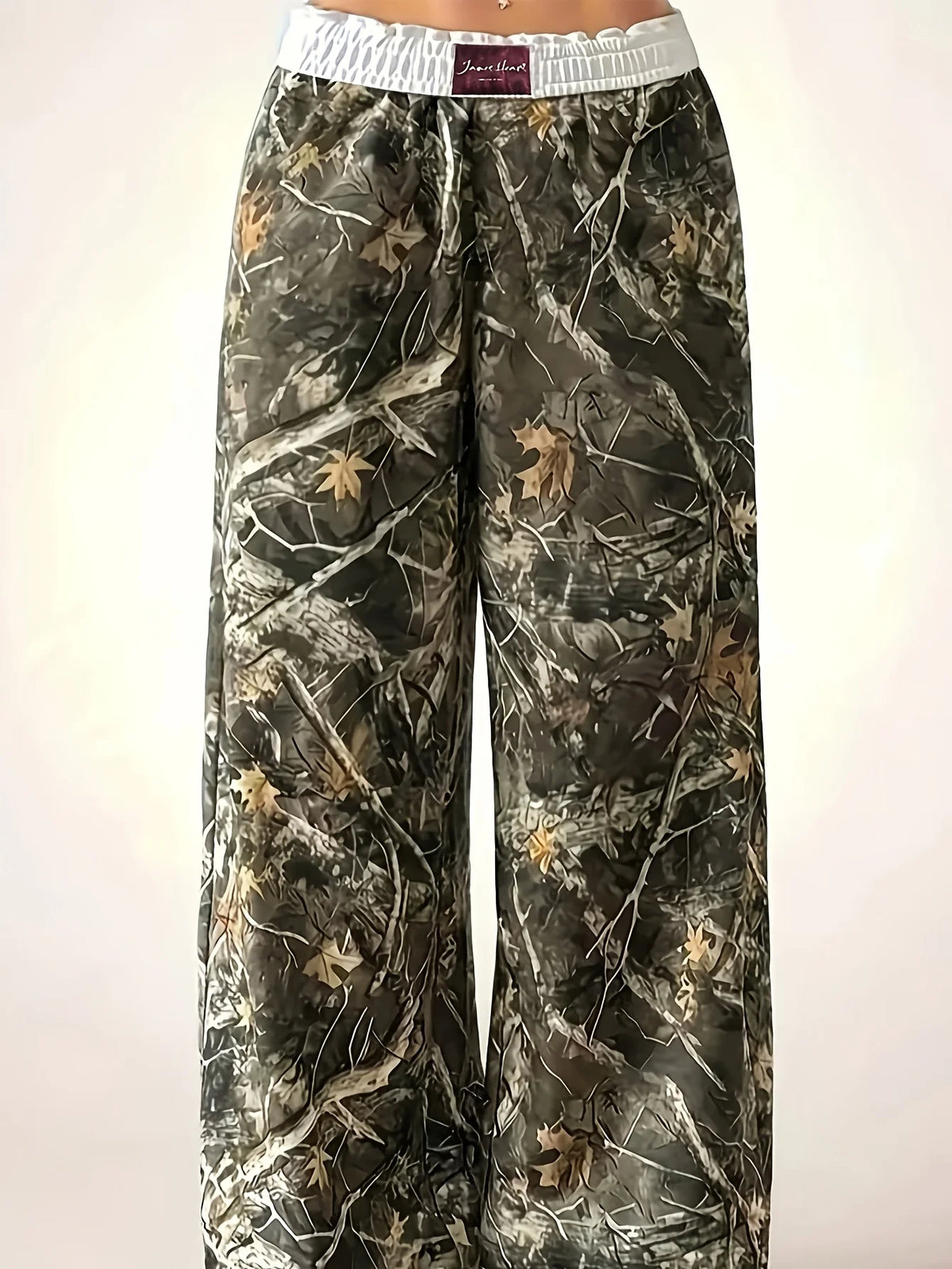 Camouflage Print Wide-Leg Pants