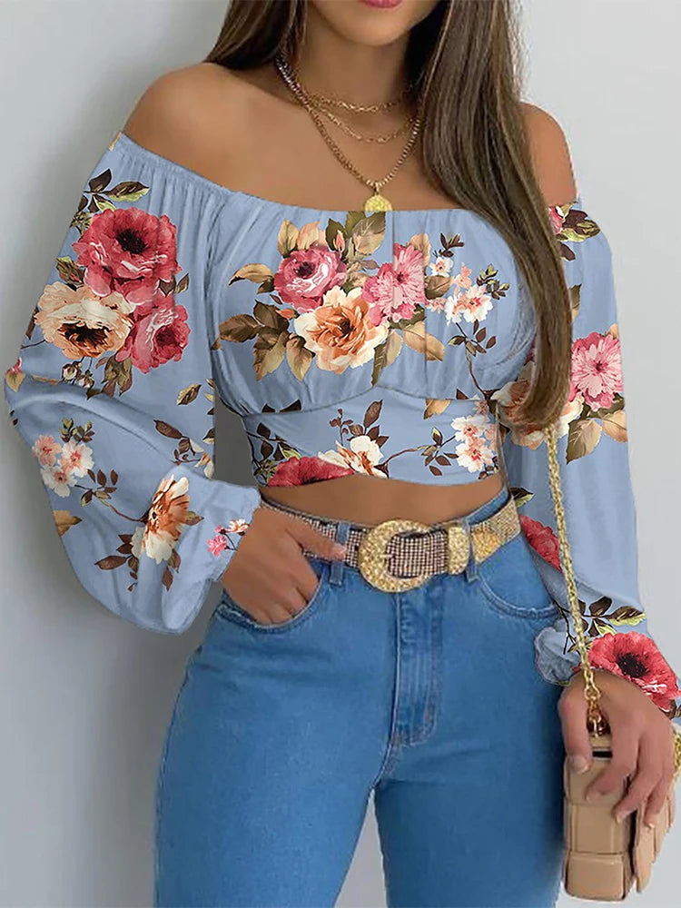 Off-Shoulder Lace-Up Blouse