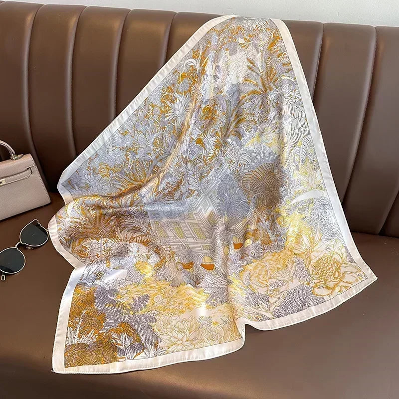 Luxury Print Silk Square Scarf