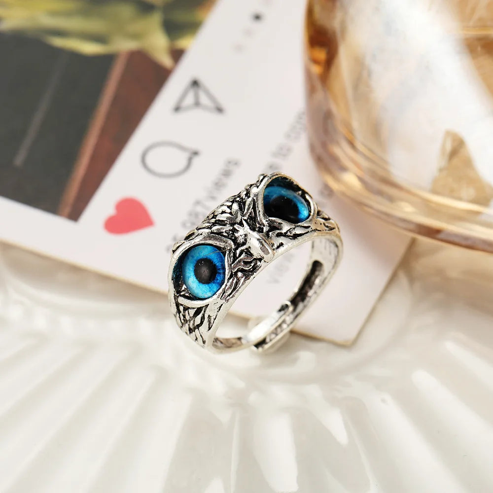 Gothic Owl Charm Ring