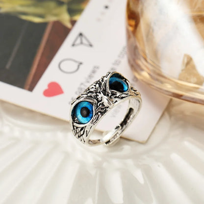 Gothic Owl Charm Ring