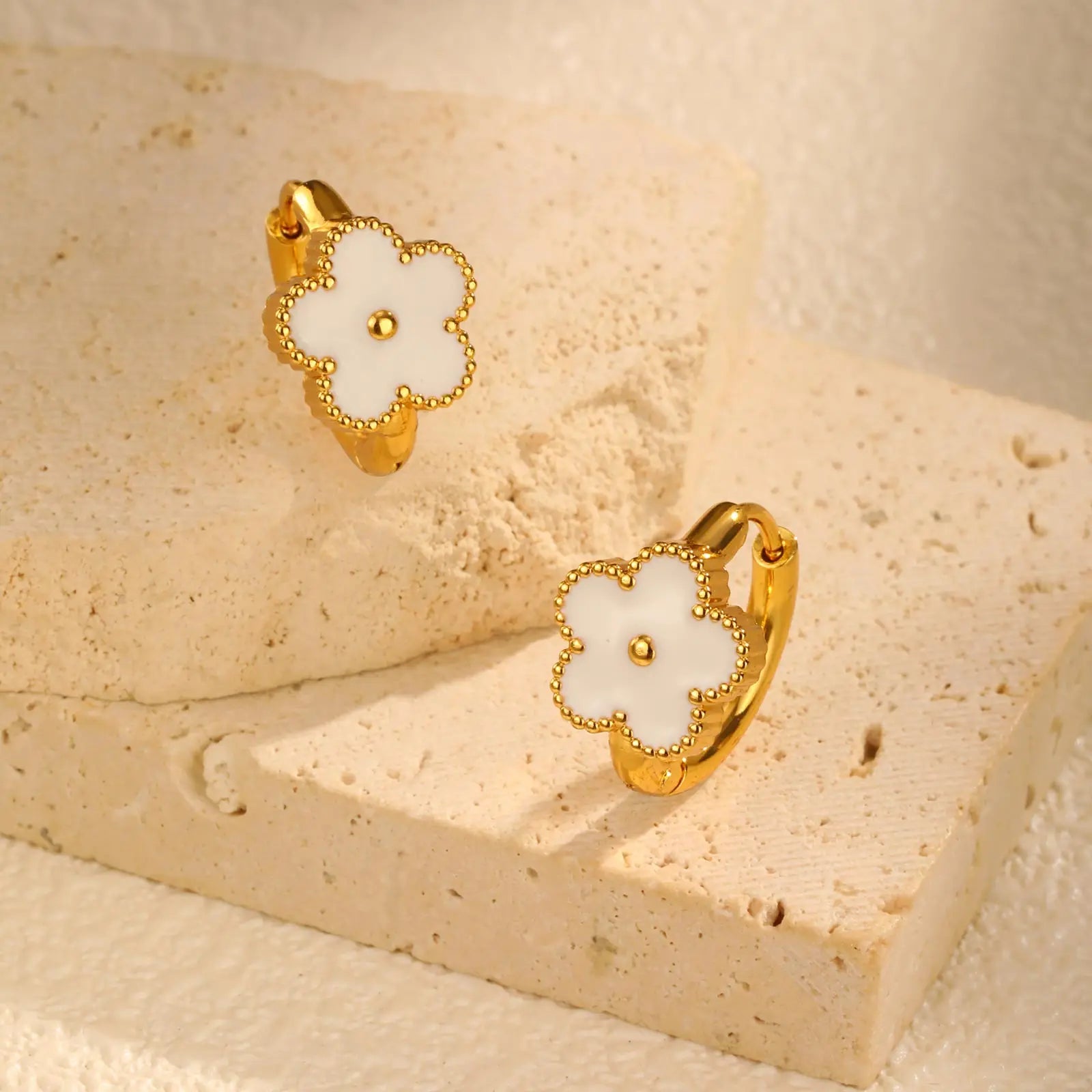 Flower Gold Hoop Earrings
