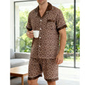 Plaid Lapel Pajama Shorts Set