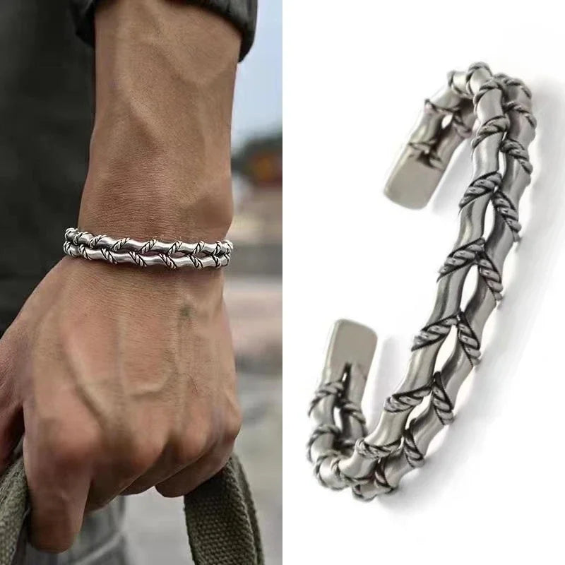 Retro Punk Koi Fish Engraved Bracelet
